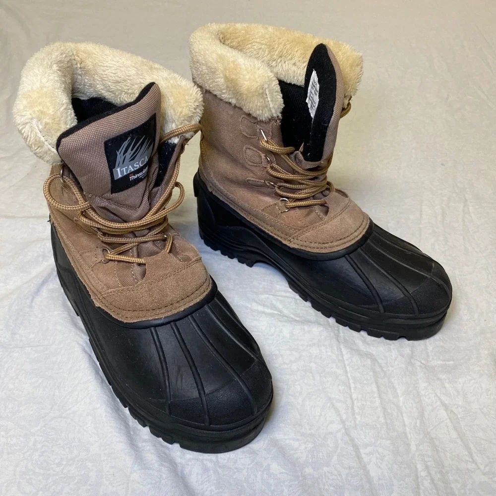 Itasca Thinsulate Winter Snow Boots Men's Size 10 Insulated Duck Boots Brown